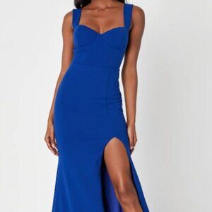 Lulus Commotion-Worthy Royal Blue Bustier Backless Maxi Dress